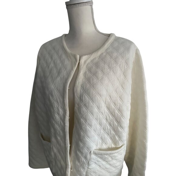 J CREW Cream Off White Quilted Jacket Size Large - Picture 2 of 6